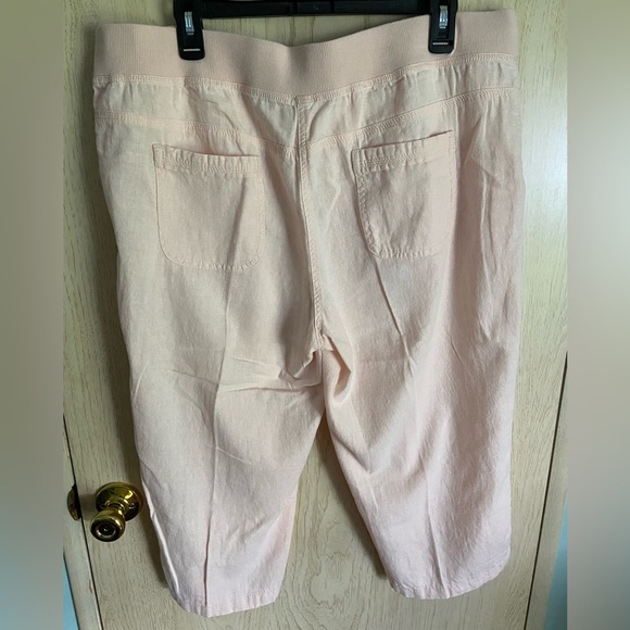Per Se by Carlisle Linen Blend Cropped Drawstring Light Pink Pants Sz 1X - Picture 4 of 8